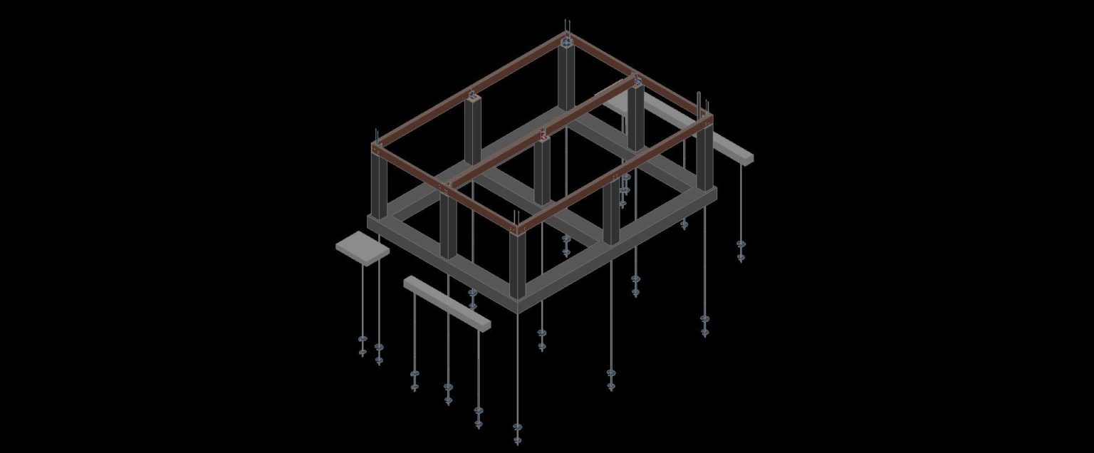 3D structural engineering model for a high-performance coastal home design in Rhode Island.