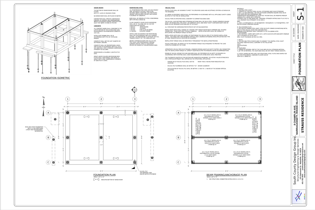 Professional engineering and foundation plans for flood-zone resilient residential construction.